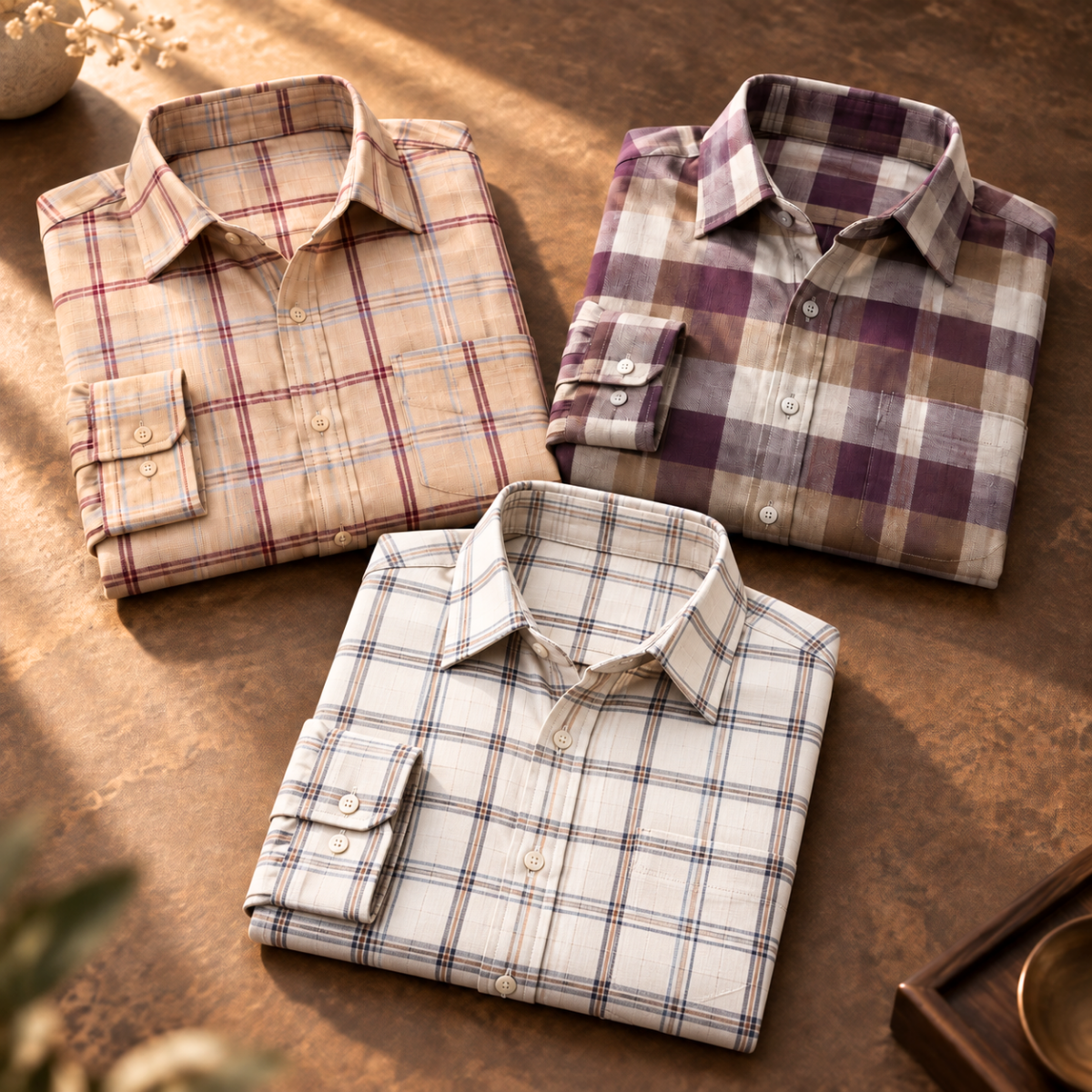 3 Pack Premium Checked Everyday Shirts for Men ( C8 )