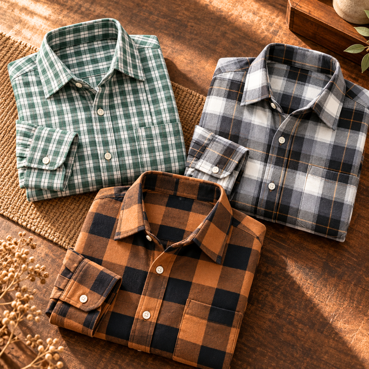 3 Pack Premium Checked Everyday Shirts for Men ( C9 )