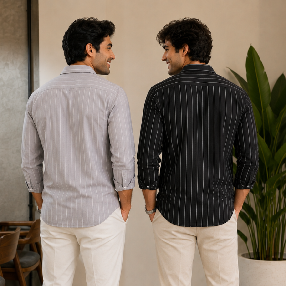 2 Pack Men’s Striped Shirts for Everyday Wear | SS-2