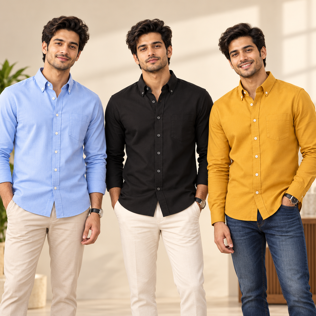 3 Pack Premium Solid Shirts for Men ( S9 )