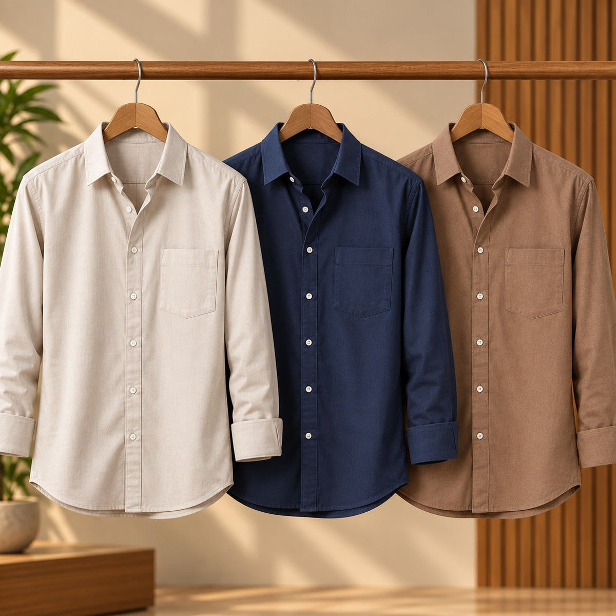 3 Pack Premium Solid Shirts for Men ( S5 )